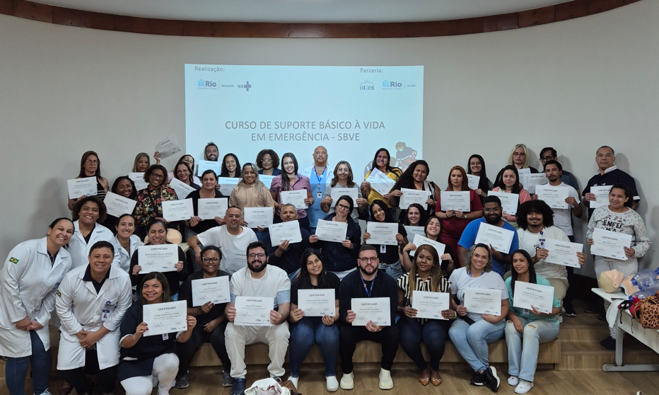 112ª turma do Curso de Suporte Básico à Vida em Emergência (SBVE) no Hospital Municipal Rocha Faria