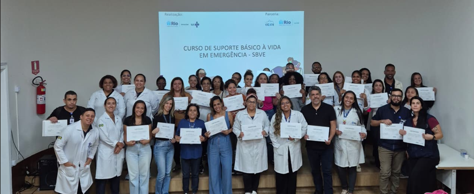 113ª turma do Curso de Suporte Básico à Vida em Emergência (SBVE) no Hospital Municipal Rocha Faria